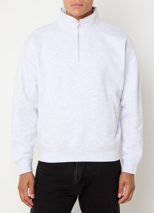 Obey Established Works sweater met halve rits en logoborduring