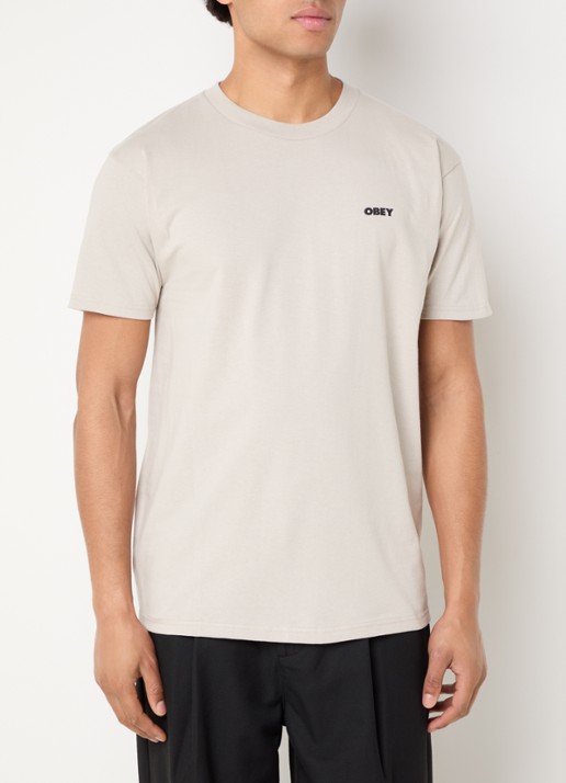 Obey Eyes Open Mind Open T-shirt met logo- en backprint - achterkant 4 beige