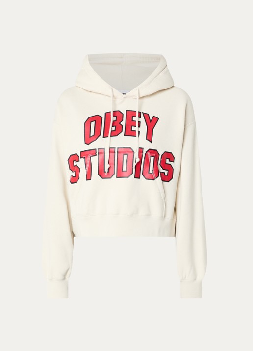 Obey Fijngebreide trui met logo - voorkant 4 ivoor