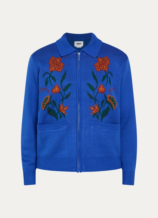 Obey Grofgebreid vest met bloemenprint met opgestikte zakken