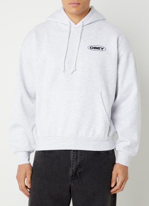Obey Hoodie met front- en backprint - achterkant grijs