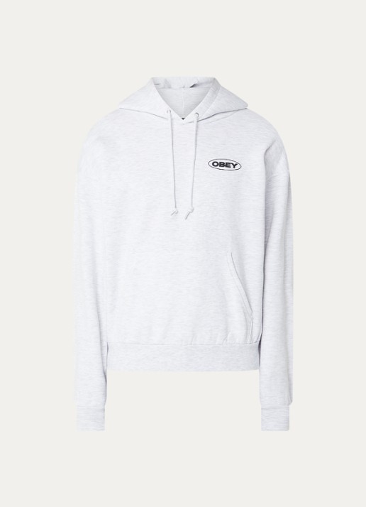 Obey Hoodie met front- en backprint - voorkant 2 grijs