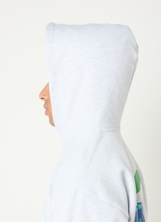Obey Intercontinental hoodie met logo- en backprint - detail 2 grijsmele