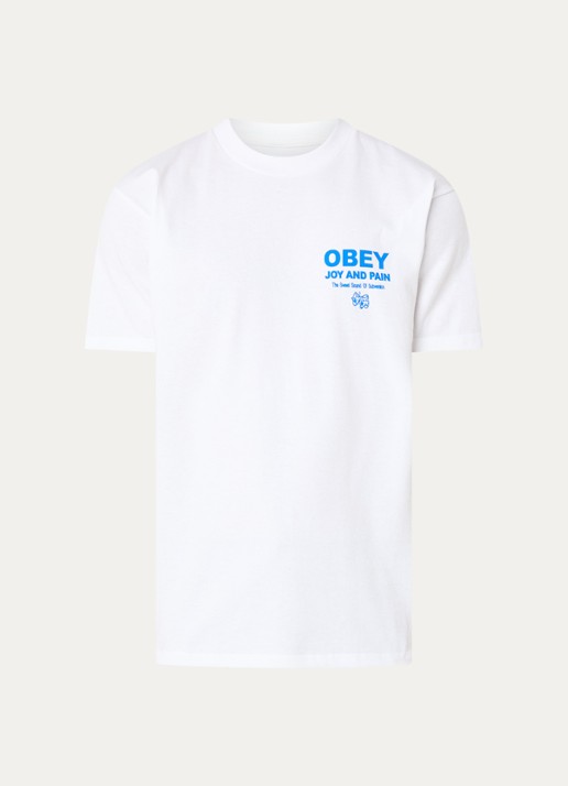 Obey Joy and Pain T-shirt met logo- en backprint - voorkant 2 wit