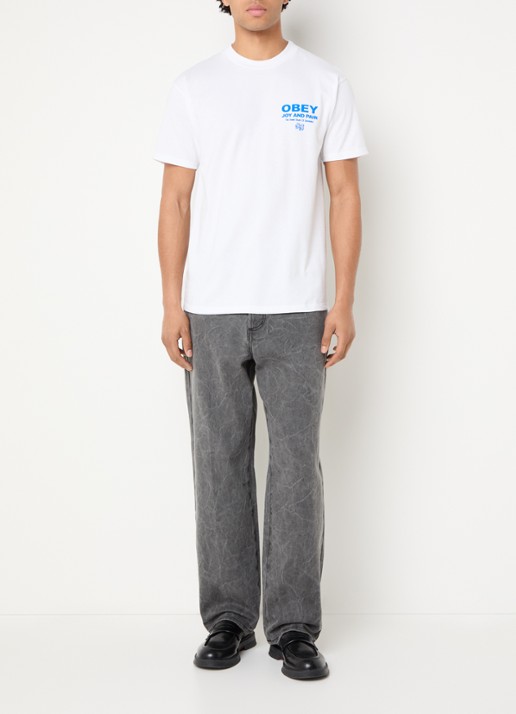 Obey Joy and Pain T-shirt met logo- en backprint - voorkant 3 wit