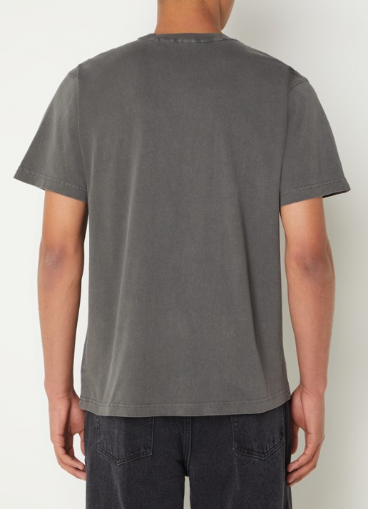 Obey Lowercase Pigment T-shirt met logoborduring - achterkant 3 antraciet
