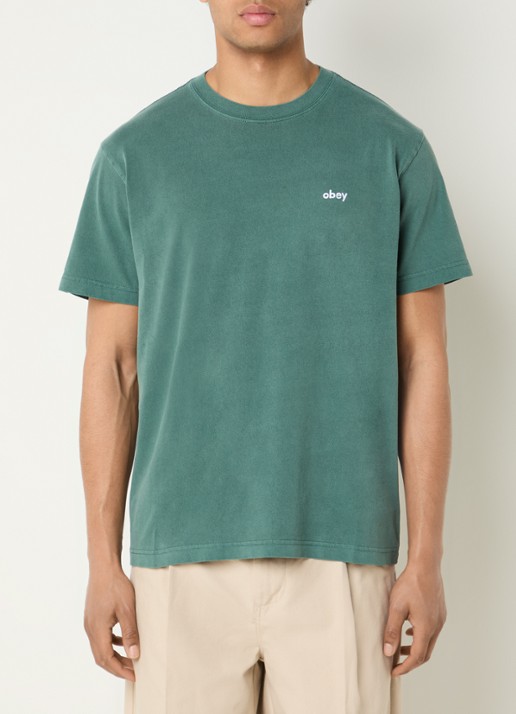 Obey Lowercase Pigment T-shirt met logoborduring