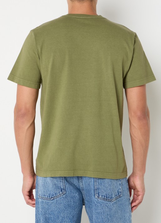 Obey Lowercase Pigment T-shirt met logoborduring - achterkant 3 mosgroen
