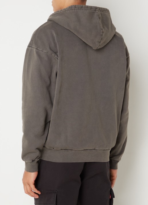 Obey Lowercase sweatvest met logoborduring - achterkant 3 donkergrijs