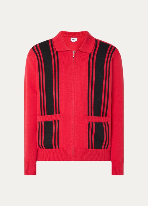 Obey Matt fijngebreid vest met opgestikte zakken - voorkant 2 rood