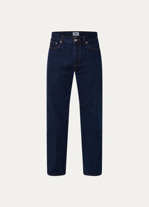 Obey Mid waist straight leg jeans met donkere wassing - voorkant 4 indigo