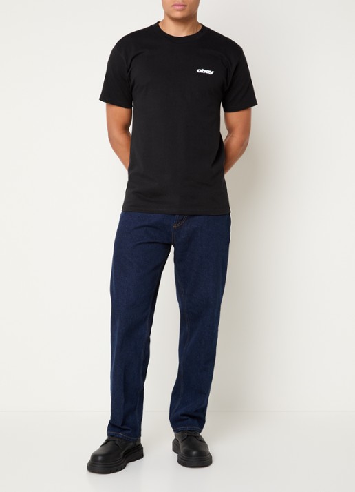 Obey Mid waist straight leg jeans met donkere wassing - voorkant 5 indigo