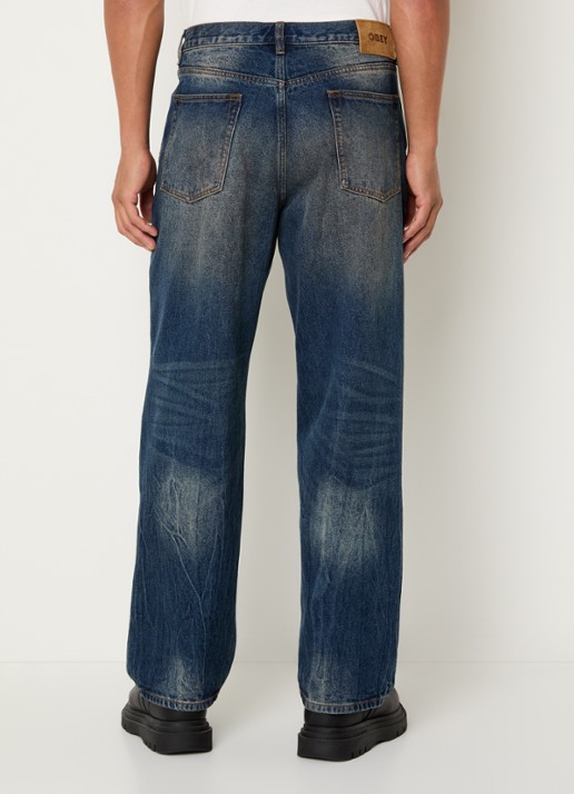Obey Mid waist straight leg jeans met medium wassing - achterkant 3 indigo
