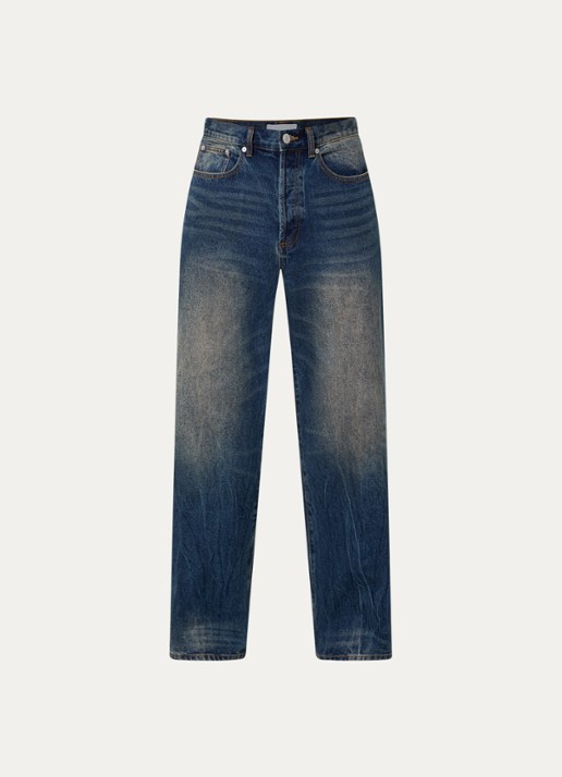 Obey Mid waist straight leg jeans met medium wassing - voorkant 4 indigo