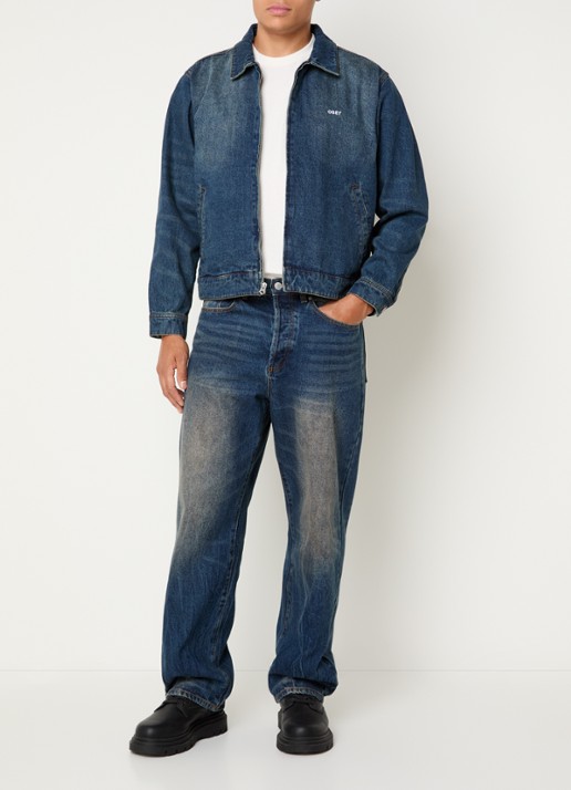 Obey Mid waist straight leg jeans met medium wassing - voorkant 5 indigo