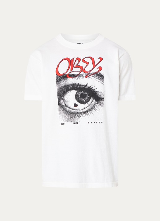Obey Midnite Crisis T-shirt met print - voorkant wit