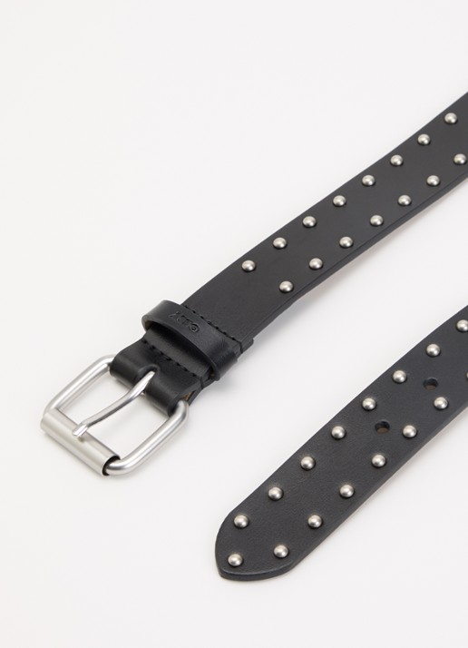 Obey Mini Dome riem van leer met studs - detail 2 zwart