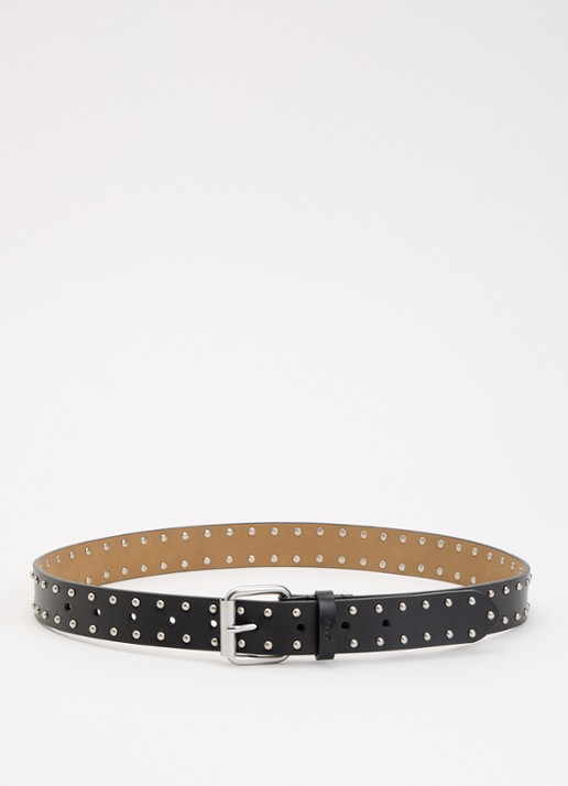 Obey Mini Dome riem van leer met studs