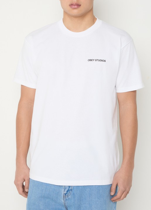 Obey Moves Of Life T-shirt met logo- en backprint - achterkant wit