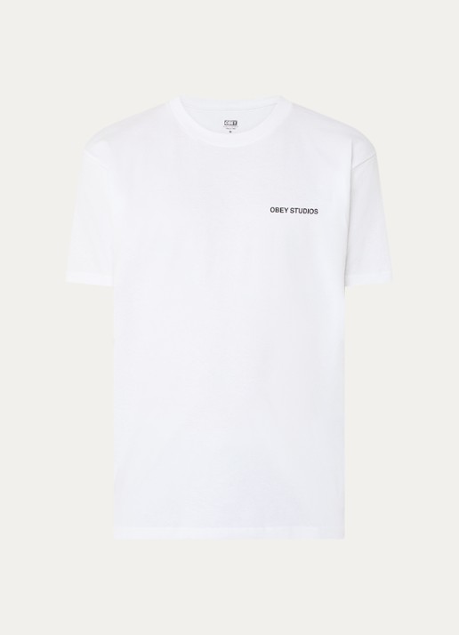 Obey Moves Of Life T-shirt met logo- en backprint - voorkant 3 wit