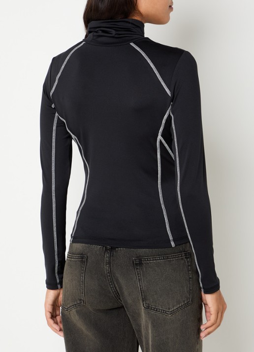 Obey Nalia top met col en print - achterkant 2 zwart