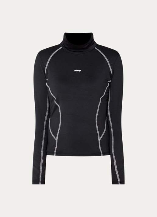 Obey Nalia top met col en print - voorkant 3 zwart