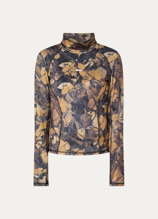 Obey Nalia top met col en print - voorkant 2 okergeel