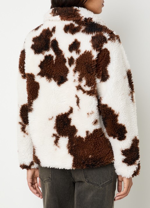 Obey Nolie jas van teddy met steekzakken - achterkant wit