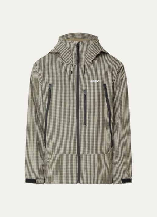 Obey Obsidian windjack met ruitdessin - voorkant legergroen
