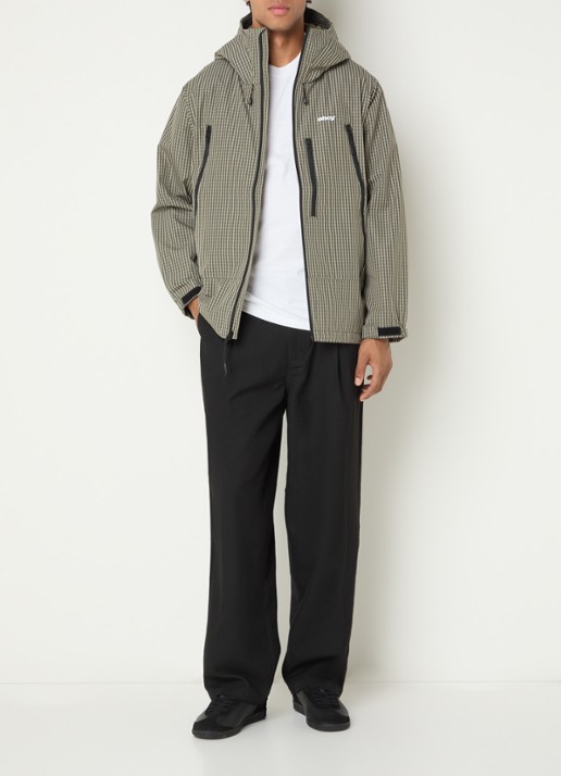 Obey Obsidian windjack met ruitdessin - voorkant 2 legergroen