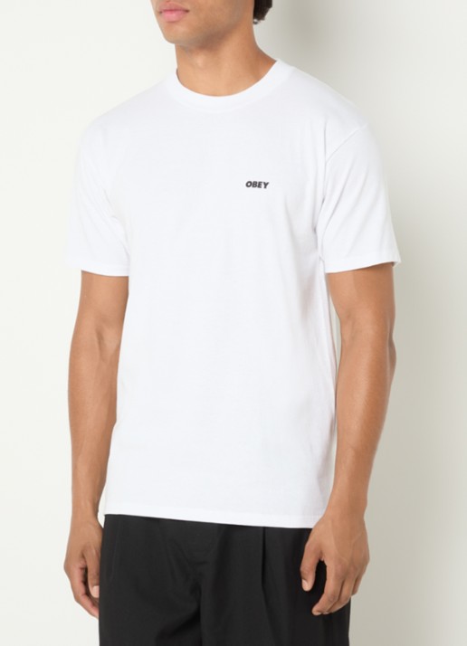 Obey Pastures T-shirt met logo- en backprint - achterkant 4 wit