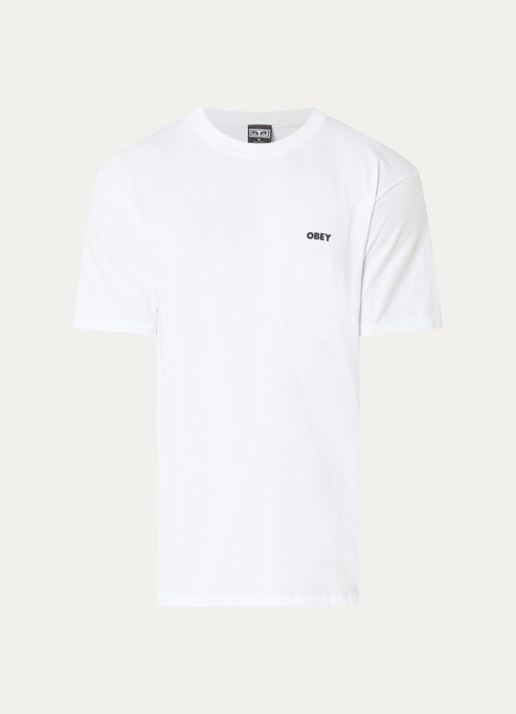 Obey Pastures T-shirt met logo- en backprint - voorkant 2 wit
