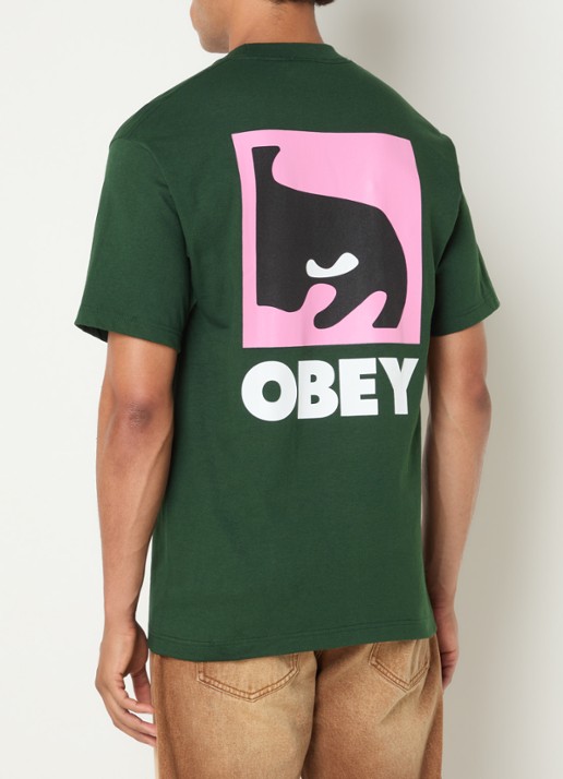 Obey Quarter Eye T-shirt met logoprint - detail groen