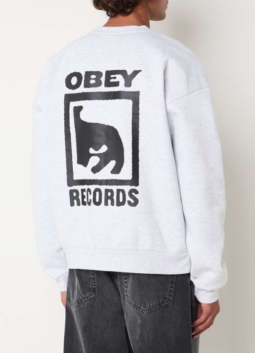Obey Records sweater met logo- en backprint