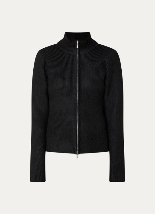 Obey Ribgebreid vest met ritssluiting