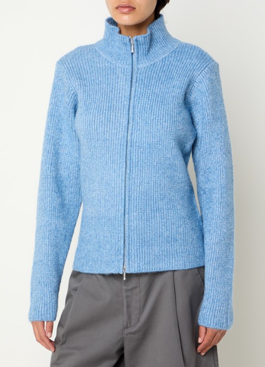 Obey Ribgebreid vest met ritssluiting
