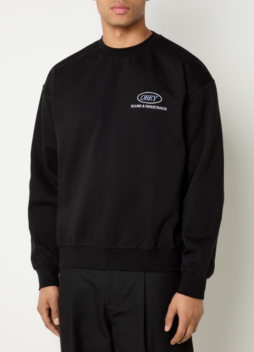 Obey Sound Crew sweater met borduring - achterkant 4 zwart