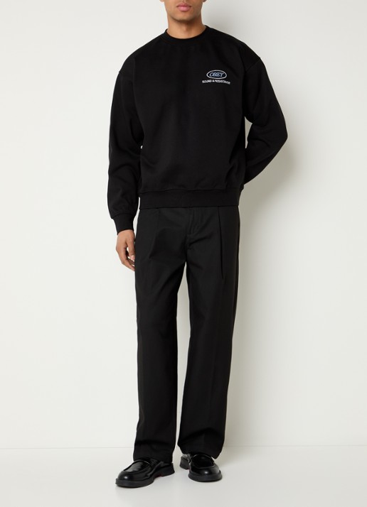 Obey Sound Crew sweater met borduring - voorkant 2 zwart
