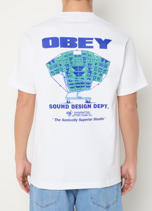 Obey Sound Design T-shirt met logo- en backprint
