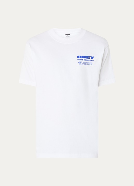 Obey Sound Design T-shirt met logo- en backprint - voorkant 2 wit