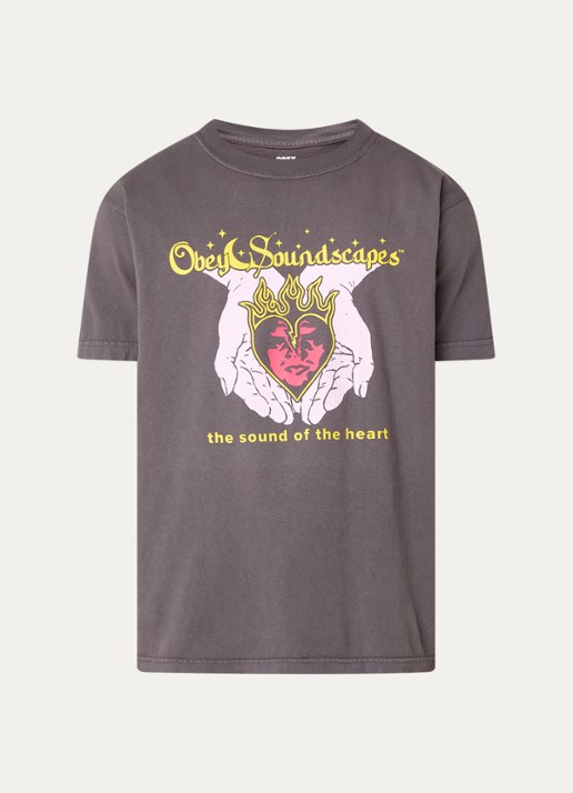 Obey Soundscapes T-shirt met print - voorkant 2 donkergrijs