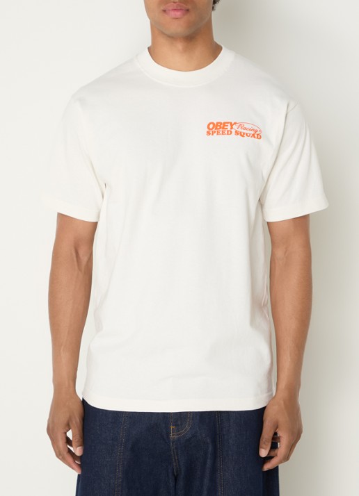 Obey Speed Squad T-shirt met logo- en backprint - achterkant 3 gebroken wit