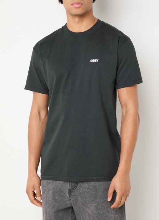 Obey Steady Mobbin T-shirt met logo- en backprint - achterkant 4 antraciet