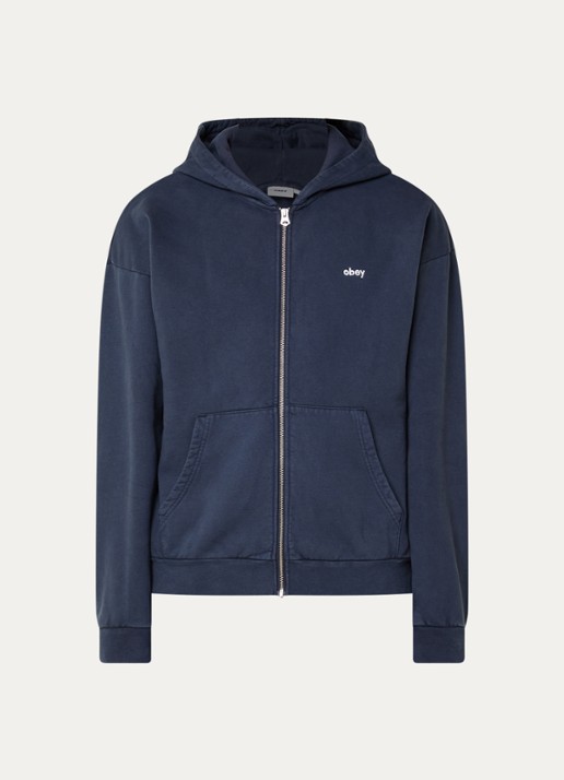 Obey Sweatvest met logo en steekzakken - voorkant 3 donkerblauw