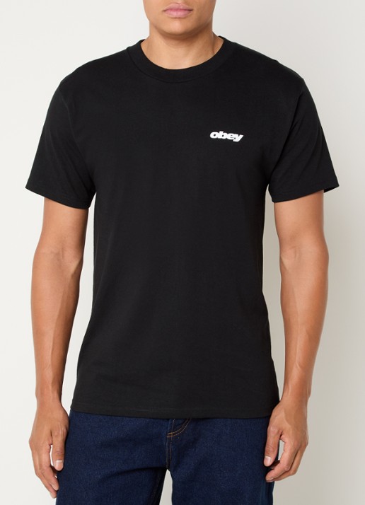 Obey T-shirt met logo en backprint - achterkant 2 zwart