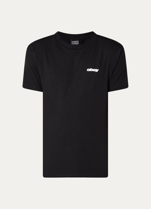 Obey T-shirt met logo en backprint - voorkant 3 zwart