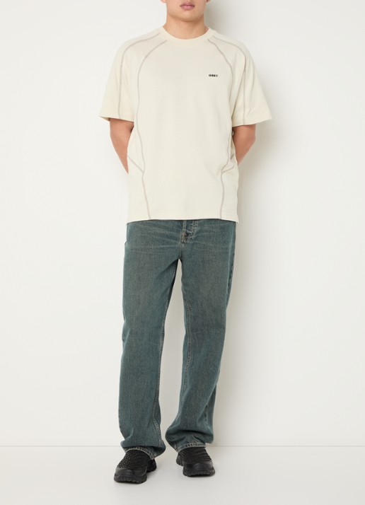 Obey T-shirt met logo - voorkant 3 beige