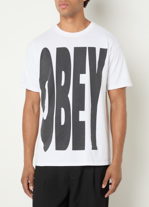 Obey T-shirt met logoprint - detail 3 wit