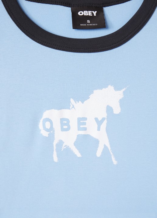 Obey T-shirt met logoprint - detail blauw