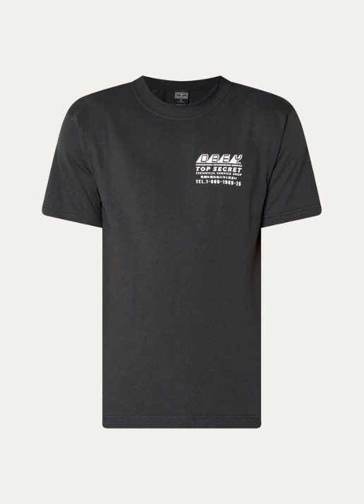 Obey Top Secret T-shirt met front- en backprint - voorkant antraciet